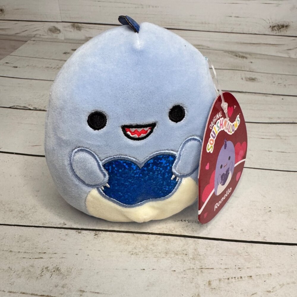 Squishmallows Ronello Dino 4.5" Plush Blue Metallic Heart‎ NWT Squishmallow